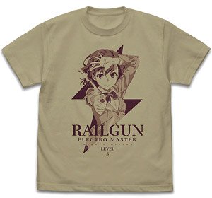 A Certain Scientific Railgun T Mikoto Misaka T-Shirt Ver.2.0 Sand Khaki S (Anime Toy)
