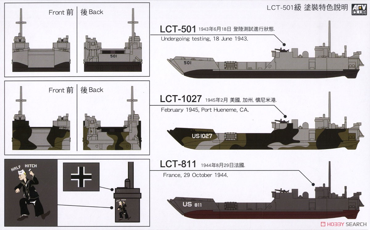 アメリカ海軍 LCT-501級 Mk.6 戦車揚陸艦 2隻入 (プラモデル) 塗装1