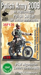 Polish Army in Afghanistan - Polish Soldier on Civilian Motorcycle Figurine with Decals for Tamiya 35245 Set (Plastic model)