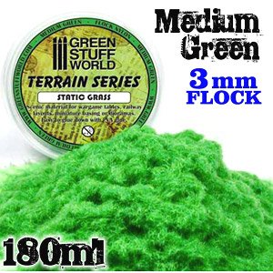Static Grass Flock 3mm - Medium Green - 180ml (Plastic model)