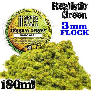 Static Grass Flock 3mm - Realistic Green - 180ml (Plastic model)