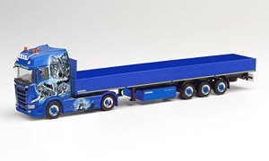 (HO) Scania CS 20 HD Flat Body Semi Trailer `Wabmer Transporte` (Model Train)