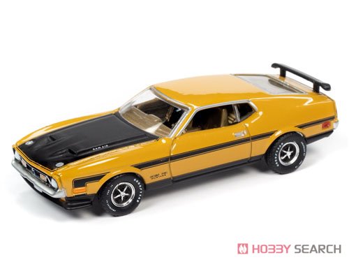 1971 Ford Mustang Boss 351 (Medium Yellow Gold w/Black Stripes & Hood) (Diecast Car) Item picture1