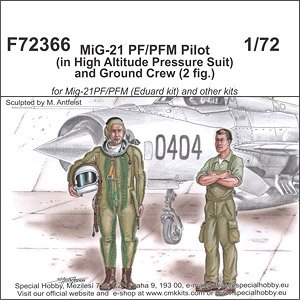 MiG-21 PF/PFM Pilot (in High Altitude Pressure Suit) and Ground Crew (Set of 2) (Plastic model)