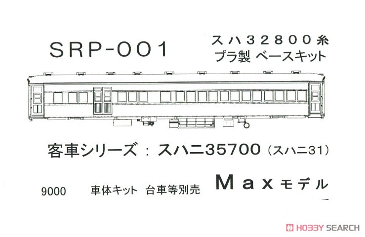 16番(HO) スハニ35700 (丸屋根 スハニ31形) プラ製ベースキット (組み立てキット) (鉄道模型) パッケージ1