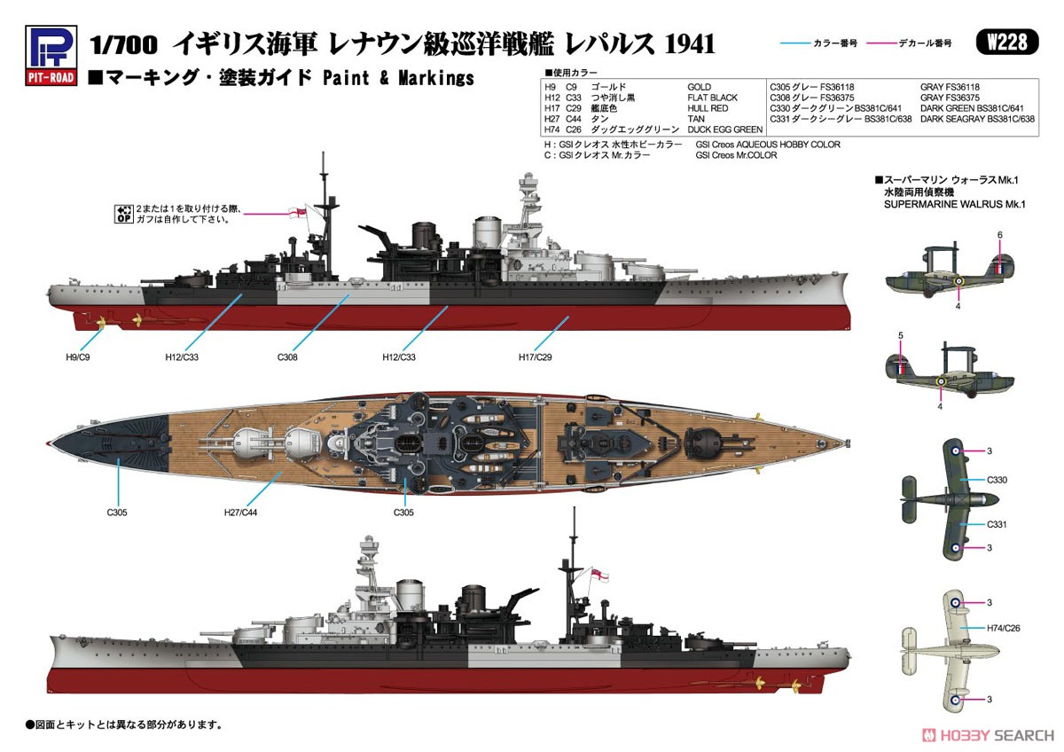 WWII イギリス海軍 巡洋戦艦 レパルス 1941 (プラモデル) 塗装1