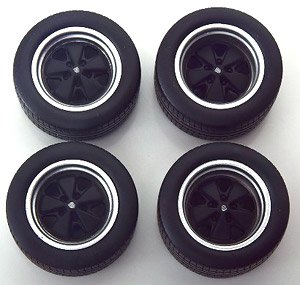 Tire Set Spoke Rims Black (Diecast Car)