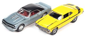 イェンコ 2台セット 1967 カマロ ブルー/ブラック + 1970 ノヴァ デュース イエロー (ミニカー)
