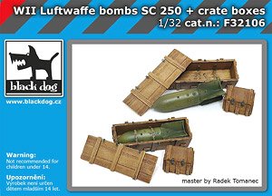 WW II Luftwaffe Bombs SC250 + Crate Boxes (HAUF32104 + F32105) (Plastic model)