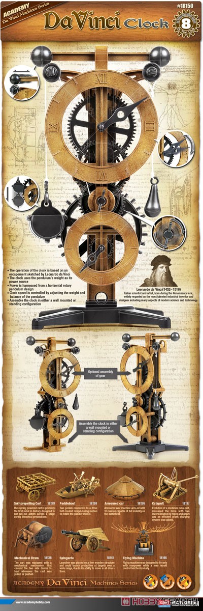 レオナルド・ダ・ヴィンチ手稿 振り子時計 (プラモデル) その他の画像2