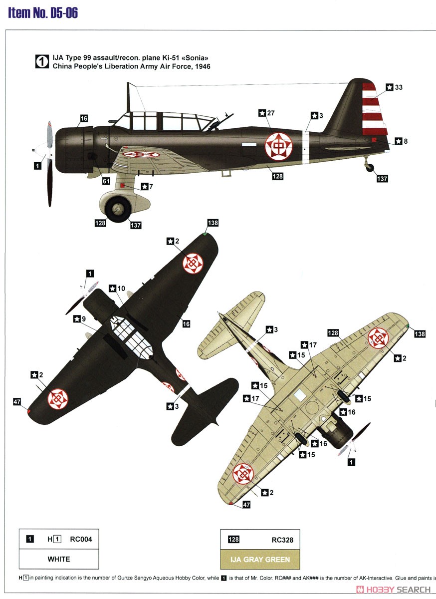 九九式軍偵察機 「満洲国 & 戦後使用機」 (プラモデル) 塗装1