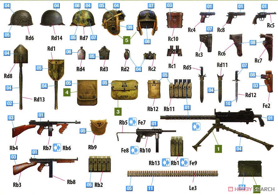 アメリカ軍戦車兵・歩兵用武器・装備品セット (プラモデル) 塗装2