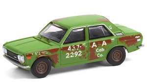 Tokyo Torque Series 9 - 1970 Datsun 510 4-Door Sedan - A&A Cab Co.- Green with Rust (Diecast Car)