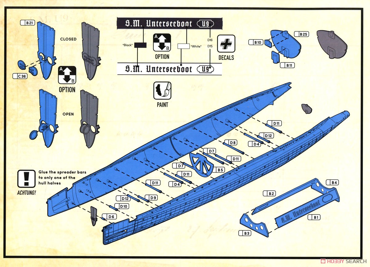 WWI ドイツ Uボート SM U9 (プラモデル) 設計図1