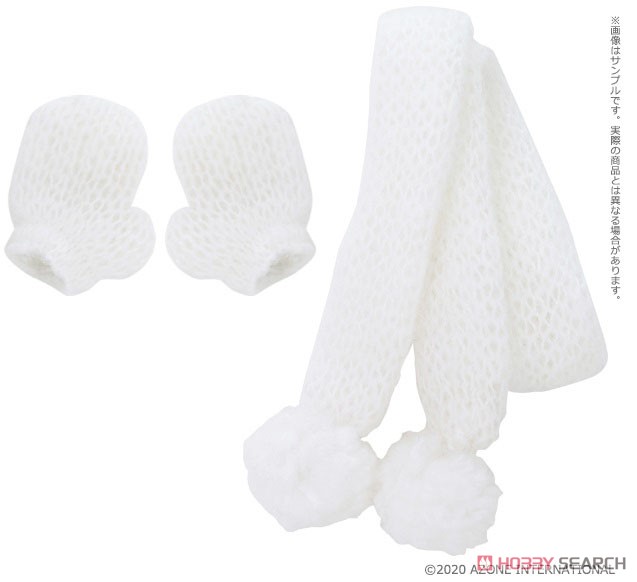 Picco D Muffler & Mittens Set (White) (Fashion Doll) Item picture1