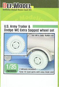 US Army Trailer & Dodge WC Extra Sagged Wheel Set (for AFVclub, Italeri 1/35) (Plastic model)