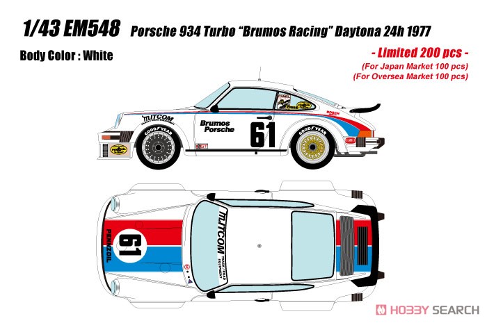 Porsche 934 Turbo `Brumos Racing` Daytona 24 1977 No.61 (Diecast Car) Other picture1