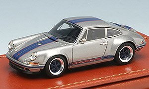 Singer 911 (964) Coupe Titanium Silver / Dark Blue Stripe (Diecast Car)