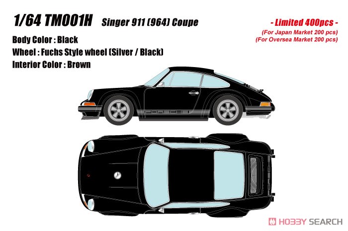 Singer 911 (964) Coupe Black (Diecast Car) Other picture1