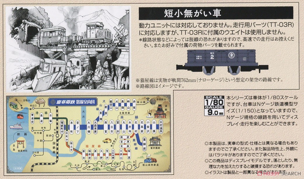 鉄道コレクション ナローゲージ80 猫屋線 短小無がい車 (3両セット) (鉄道模型) 解説1