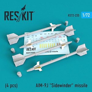 AIM-9J サイドワインダーミサイル w/リムーブ・ビフォア・フライトカバー (4個入り) (プラモデル)
