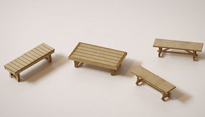 1/83(HO) Bench (About 1/83) 3 Types (4 Pieces) (Unassembled Kit) (Model Train)