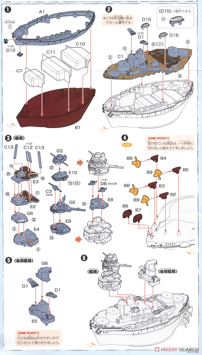 ちび丸艦隊 陸奥 特別仕様 (エッチングパーツ付き) (プラモデル) 設計図1