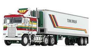 ケンワース K100COE フラットトップ 40フィート ビンテージ リーファートレーラ付き ファーレンフラッグ (ミニカー)