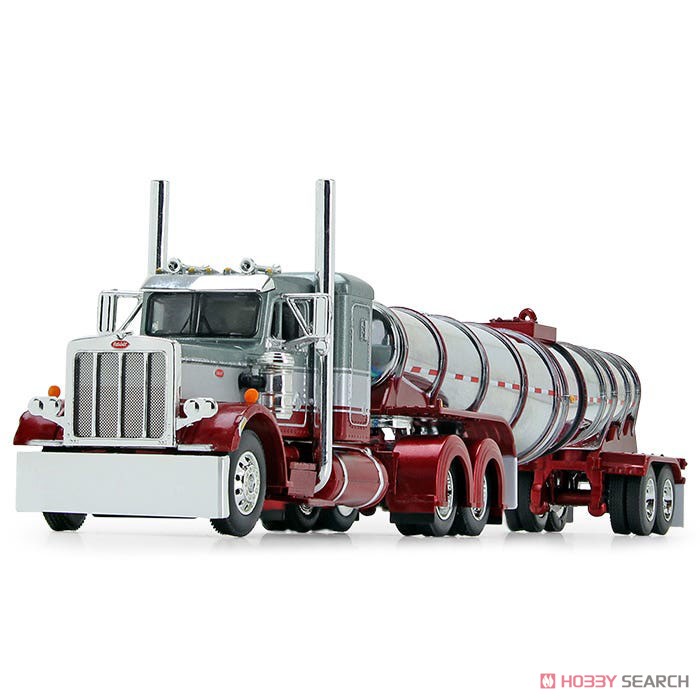 ピータービルト359 36インチ スリーパー ポーラー ディープドロップ トレーラ付き シルバー/レッド (ミニカー) 商品画像1