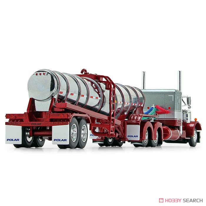 ピータービルト359 36インチ スリーパー ポーラー ディープドロップ トレーラ付き シルバー/レッド (ミニカー) 商品画像2