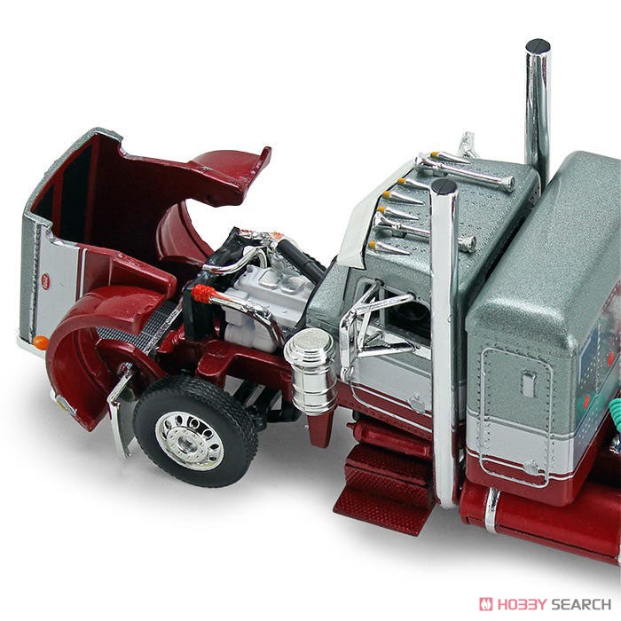 ピータービルト359 36インチ スリーパー ポーラー ディープドロップ トレーラ付き シルバー/レッド (ミニカー) 商品画像3