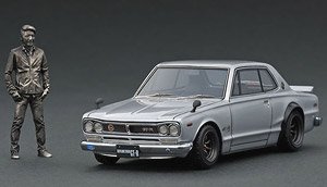 Nissan Skyline 2000 GT-R (KPGC10) Matsuda Street Silver with Mr.Matsuda (ミニカー)