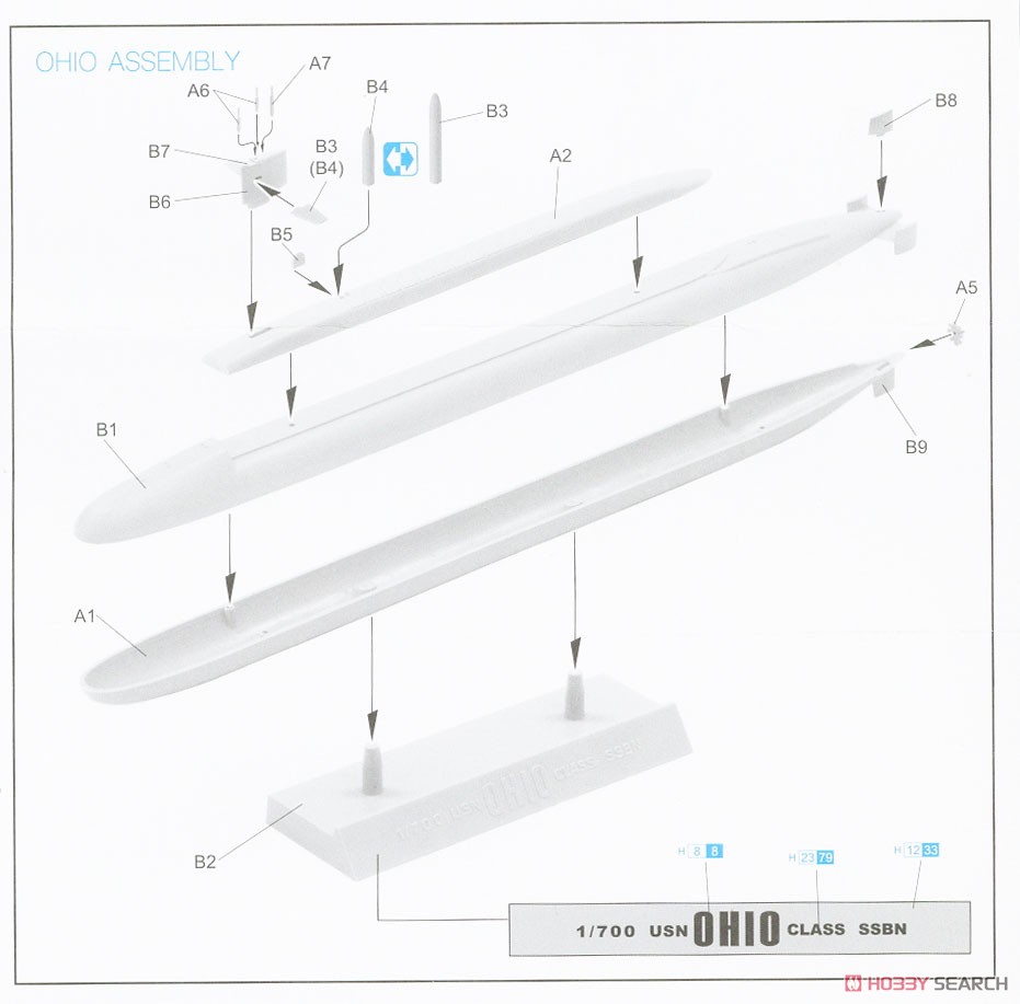原子力潜水艦 U.S.S.オハイオ vs ソビエト・アルファ (プラモデル) 設計図1