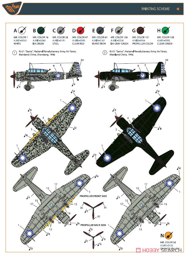 九九式襲撃機 「満洲国 & 戦後使用機」 (2機入り) (プラモデル) 塗装1