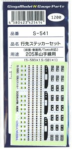 Rollsign Sticker Set for Series 205 Yamanote Line [Front, Side/for Tomix Product] (1-Set) [S-580x1, S-581x1] (Model Train)
