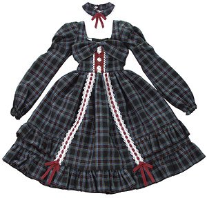 45 Dolly Ribbon One-Piece Set (Blue Check) (Fashion Doll)