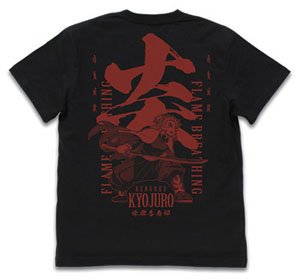 鬼滅の刃 無限列車編 炎の呼吸 煉獄杏寿郎 Tシャツ BLACK M (キャラクターグッズ)