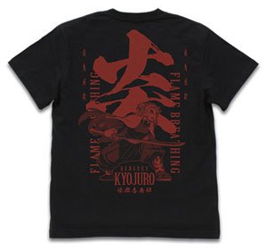 Demon Slayer: Kimetsu no Yaiba the Movie: Mugen Train Flame Breathing Kyojuro Rengoku T-Shirt Black M (Anime Toy)