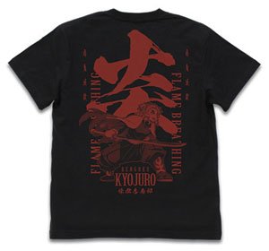 鬼滅の刃 無限列車編 炎の呼吸 煉獄杏寿郎 Tシャツ BLACK XL (キャラクターグッズ)