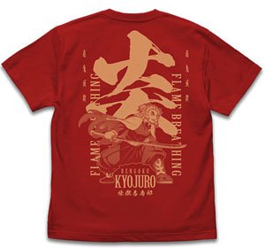鬼滅の刃 無限列車編 炎の呼吸 煉獄杏寿郎 Tシャツ RED M (キャラクターグッズ)