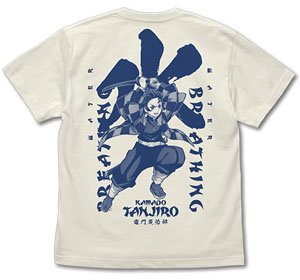 Demon Slayer: Kimetsu no Yaiba the Movie: Mugen Train Water Breathing Tanjiro Kamado T-Shirt Vanilla White M (Anime Toy)