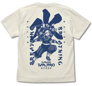 鬼滅の刃 無限列車編 水の呼吸 竈門炭治郎 Tシャツ VANILLA WHITE XL (キャラクターグッズ)