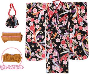 PNM Kimono Set -Sakurauta- (Black) (Fashion Doll)