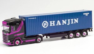 (HO) Scania CS 20 HD 40 ft.HCContainer Truck Trailer `Hart / Hanjin` (Model Train)