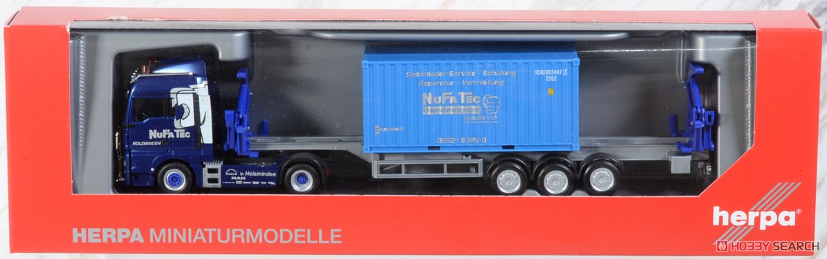 (HO) MAN TGX XLX Hammar Side Roller ContainerTrailer `NuFaTec Holzminden` (Model Train) Package1