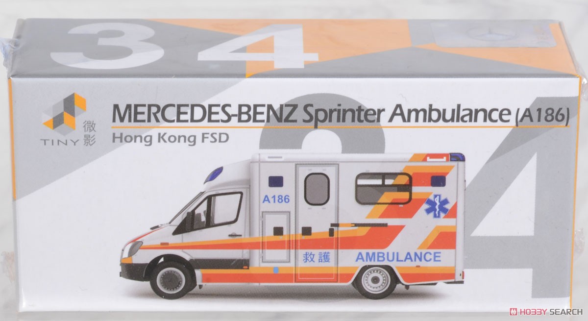 Tiny City No.02 Tiny City No.34 Mercedes-Benz Sprinter HKFSD Ambulance (A186) (Diecast Car) Package1
