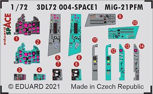 MiG-21PFM 「スペース」内装3Dデカール w/エッチング パーツセット (エデュアルド用) (プラモデル)