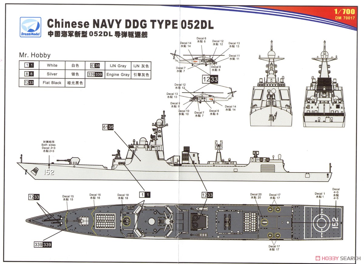 中国海軍 052DL型 ミサイル駆逐艦 (プラモデル) 塗装1