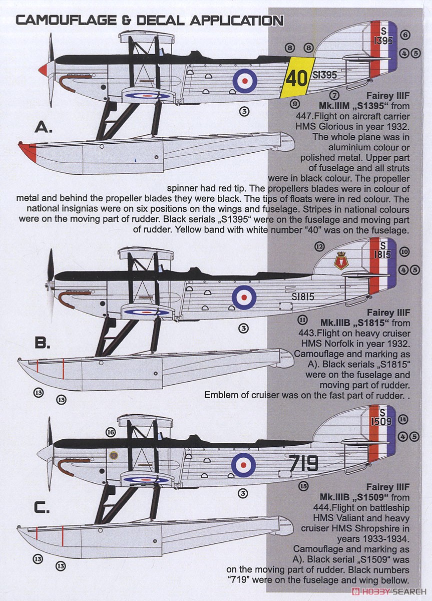 Fairey IIIF MK.IIIB & MK.IIIM FAA Long Type Float Late (Plastic model) 塗装3