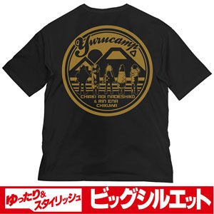 Laid-Back Camp Big Silhouette T-Shirt Black L (Anime Toy)